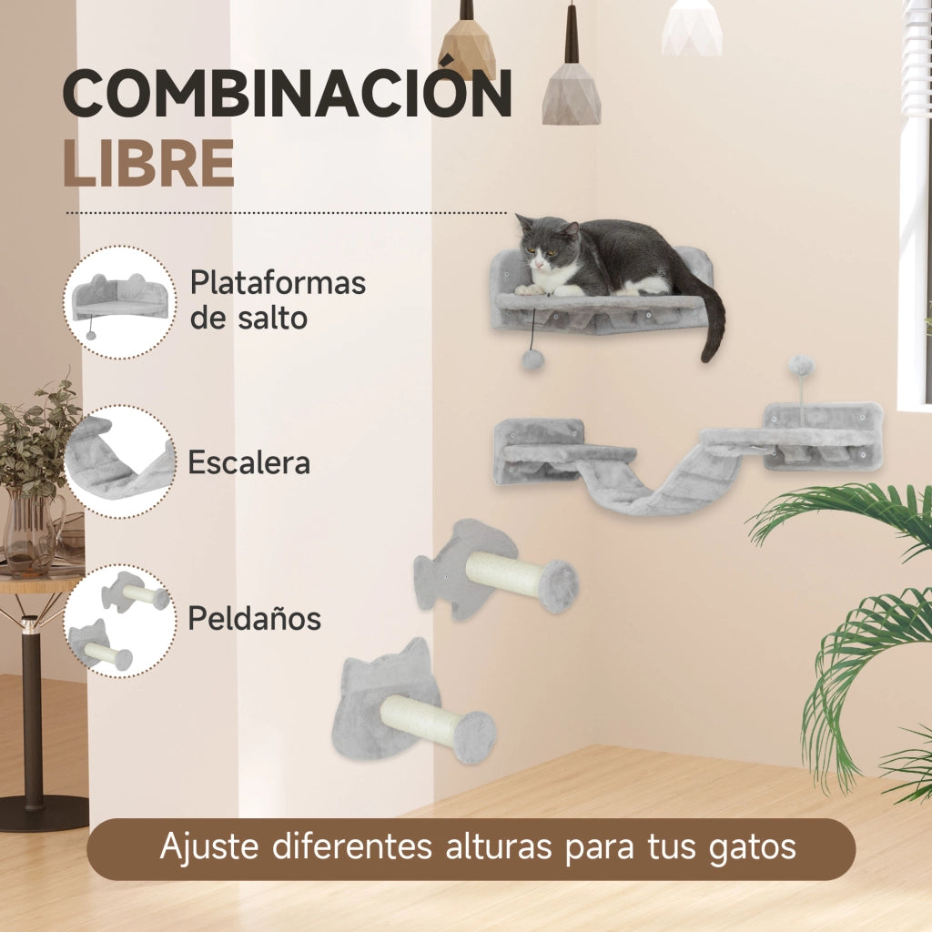 Tiragraffi per Gatti con 2 Posti in Sisal e 2 Piattaforme ¨C Zephmum ¨C Beige