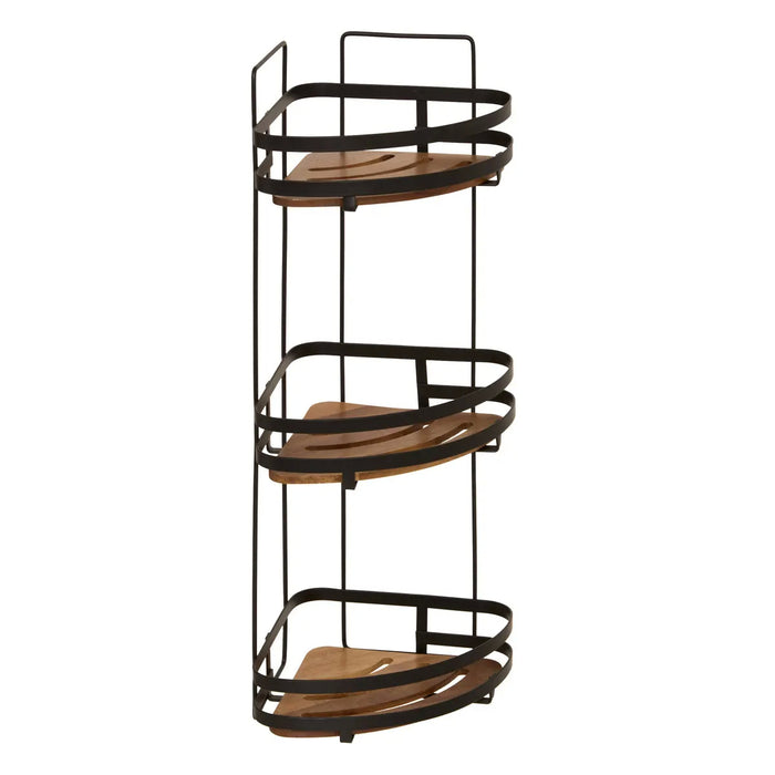 Mensola Angolare Doccia "Blackacia" a 3 Livelli in Legno di Acacia