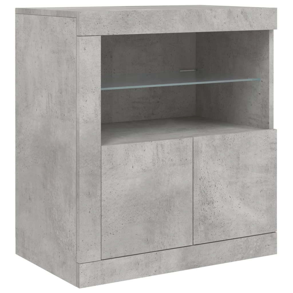Buffet credenza cassettiera armadio mobile contenitore organizer per cucina soggiorno salotto con luci LED 181,5 x 37 x 67 cm grigio 02_0029988