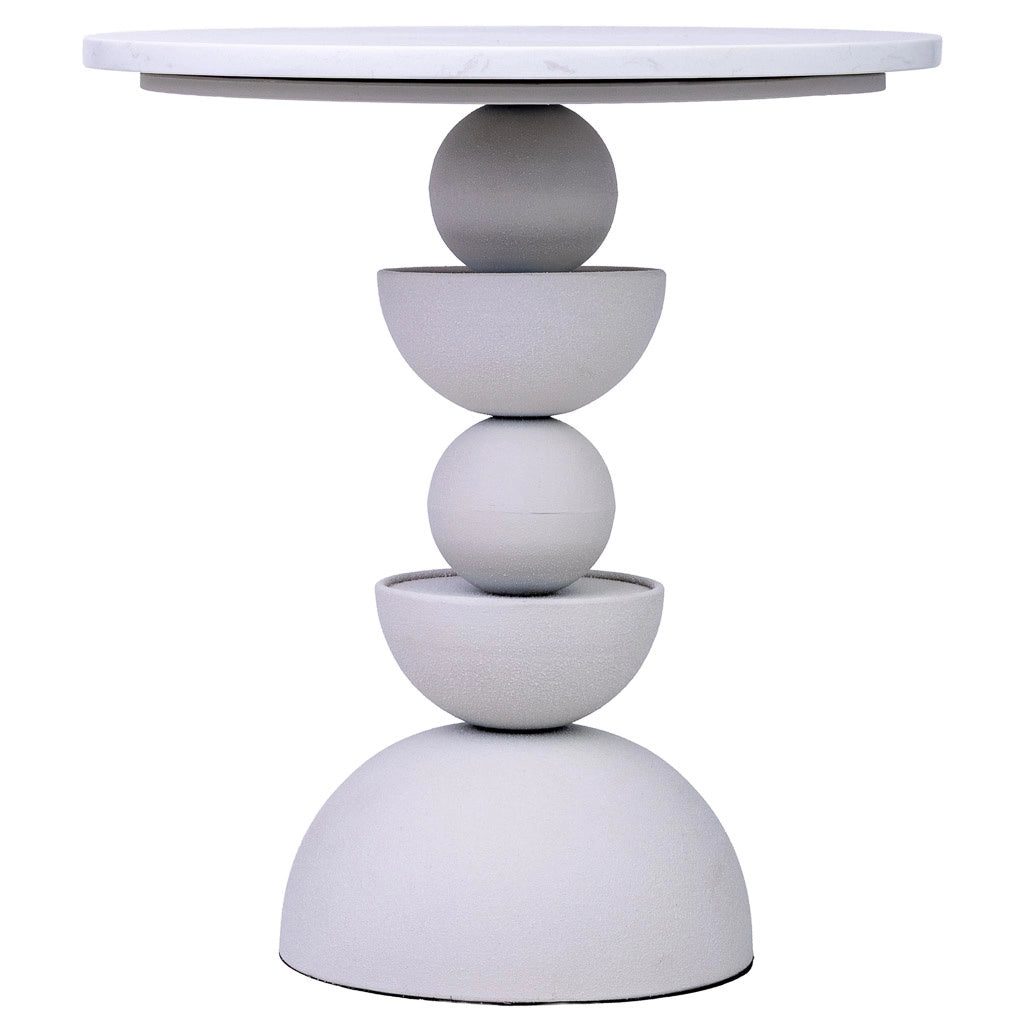 Tavolino in metallo bianco e legno 40,5x40,5x45h cm