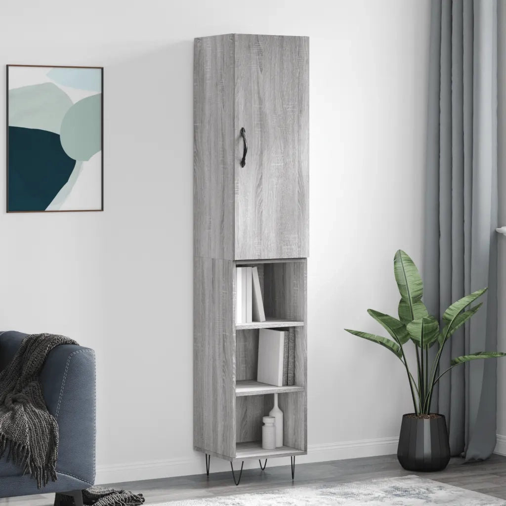 Credenza | Madia | Buffet da pranzo | Armadio da pranzo Grigio Sonoma 34,5x34x180 cm in Legno Multistrato