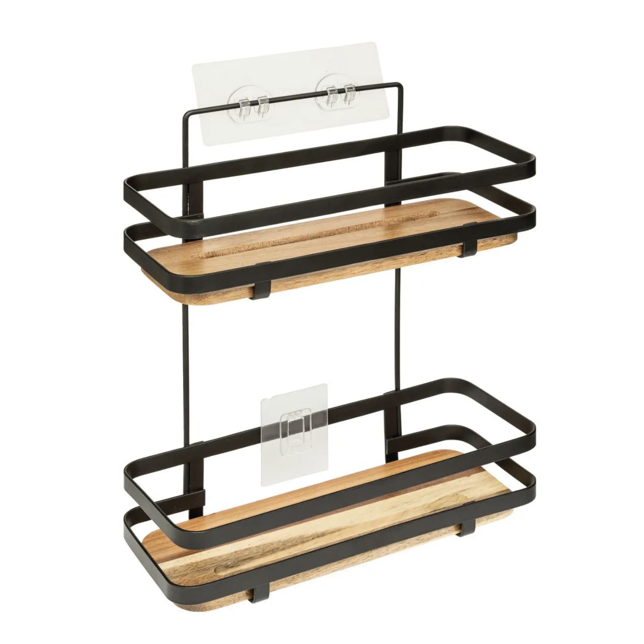 Blackacia vassoio doccia a 2 livelli in legno di acacia