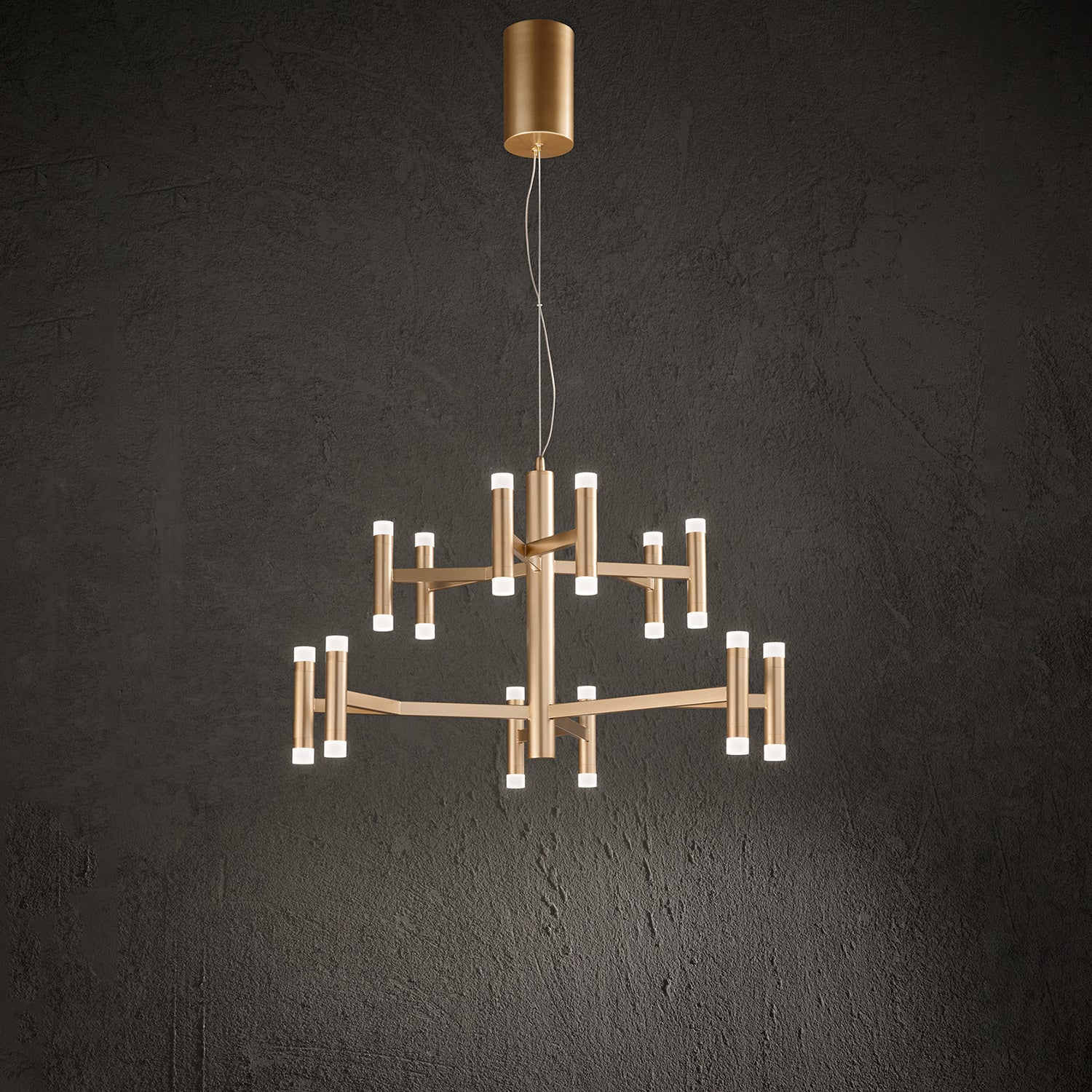 Lampadario Contemporaneo Candles Metallo Oro Spazzolato Acrilico Led 68W 3000K