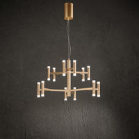 Lampadario Contemporaneo Candles Metallo Oro Spazzolato Acrilico Led 68W 3000K