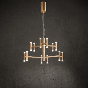 Lampadario Contemporaneo Candles Metallo Oro Spazzolato Acrilico Led 68W 3000K