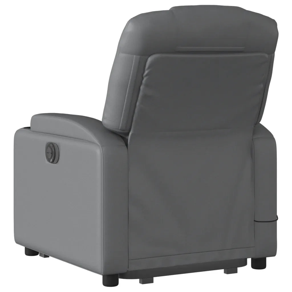 Poltrona | Sedia Relax Alzapersona Reclinabile Massaggio Grigio Similpelle
