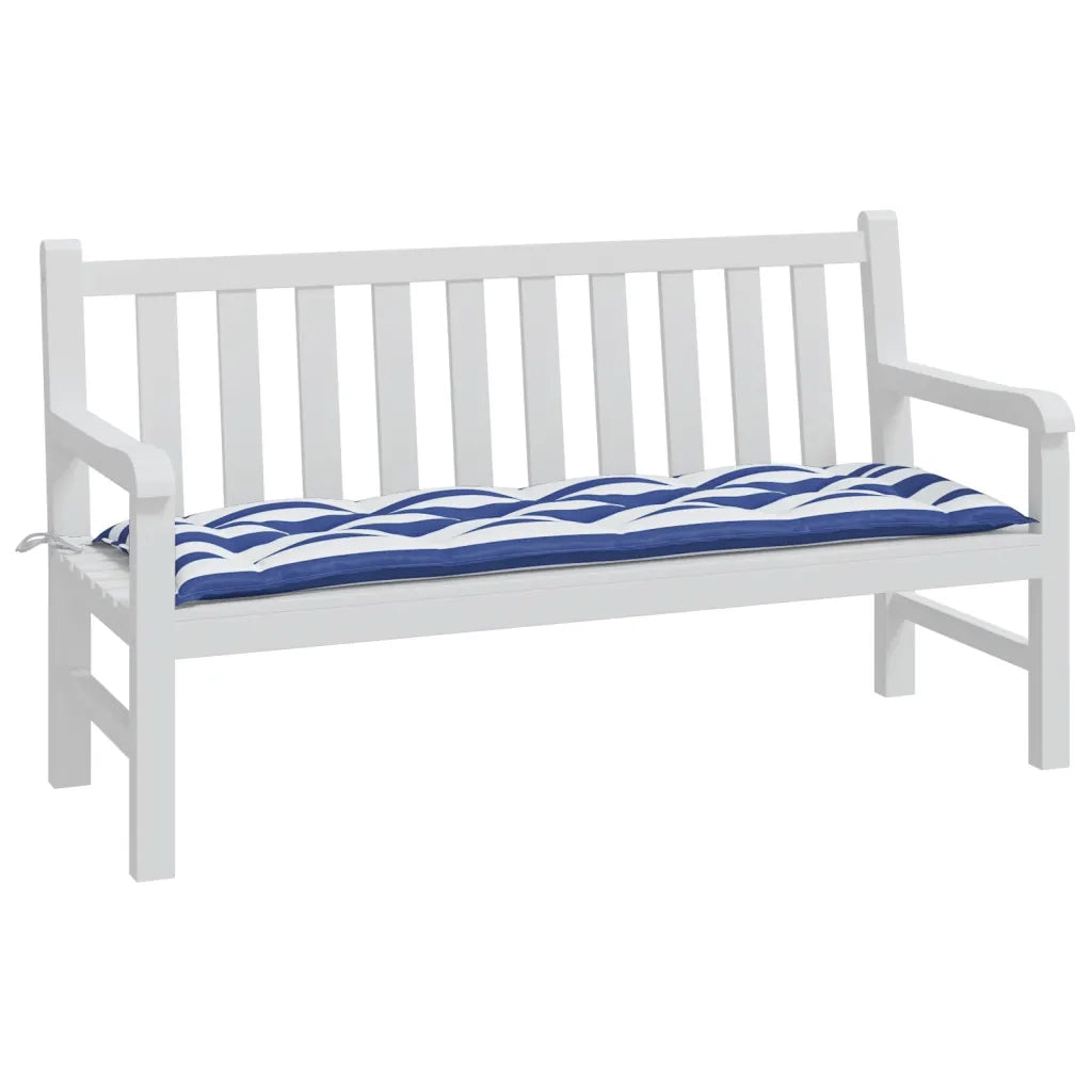 Cuscino per Panca Bianco e Blu 150x50x7 cm in Tessuto Oxford 361614