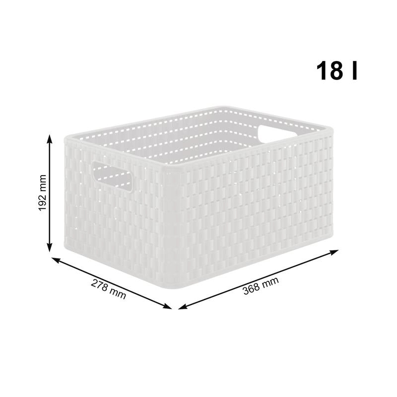 CONTENITORE IN PLASTICA IN MODERNO LOOK RATTAN CESTA COUNTRY 37X28X19CM BIANCA