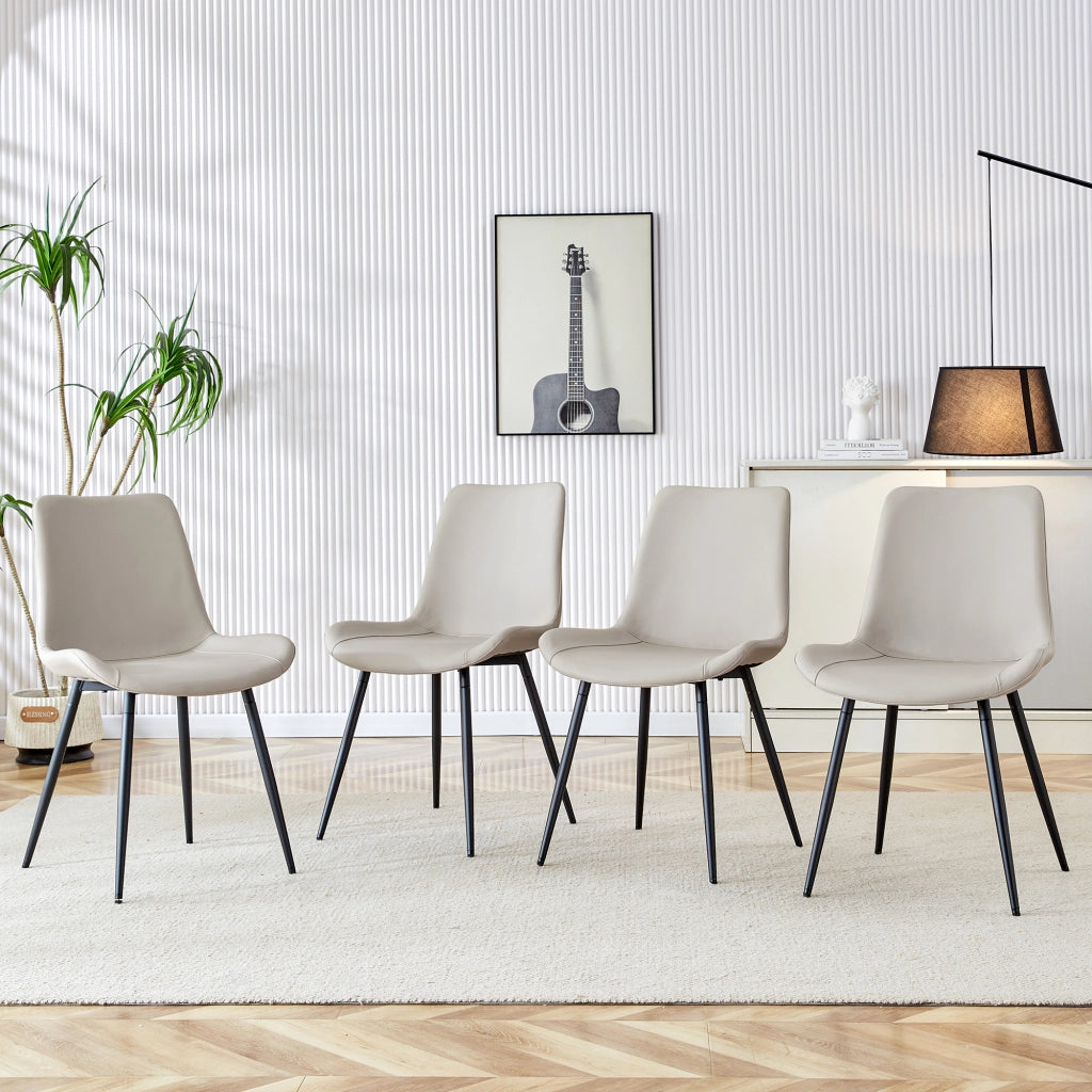 4 sedie da pranzo in similpelle con schienale ergonomico e piedi antiscivolo metallo nero grigio 75,5 × 58 × 51 cm