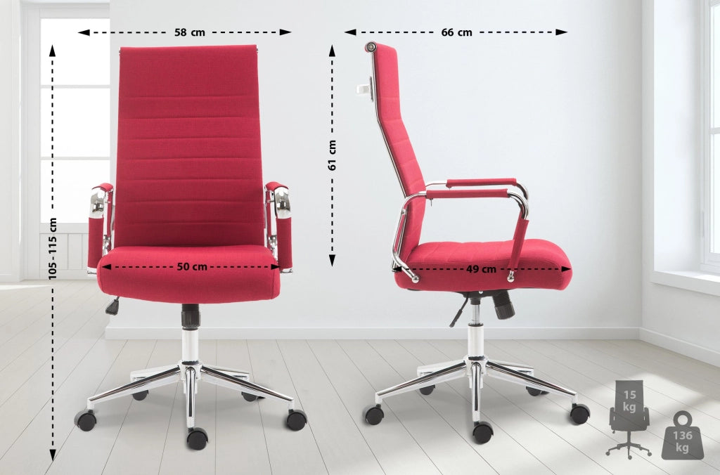 Sedia ufficio KOLUMBUS in tessuto rosso