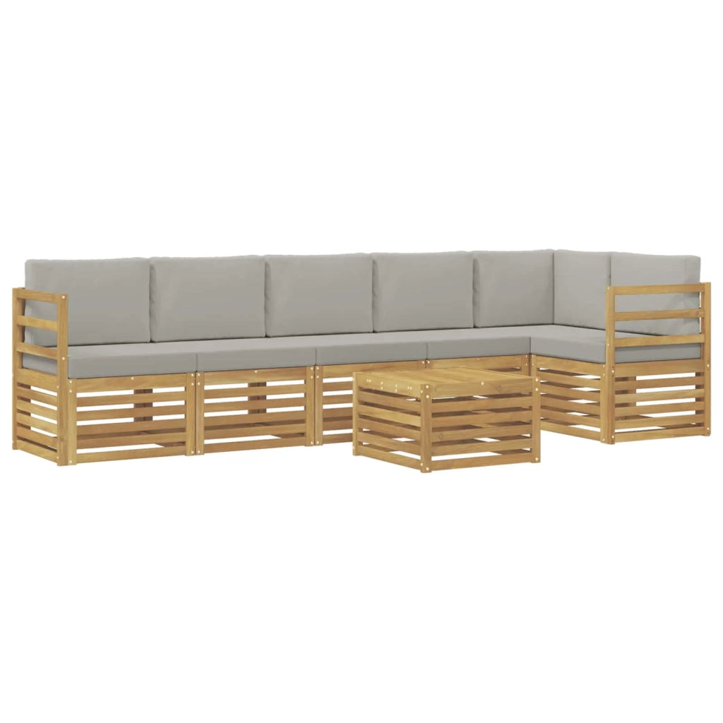 Set di divani da esterno 7 pcs Bianco e Grigio Chiaro