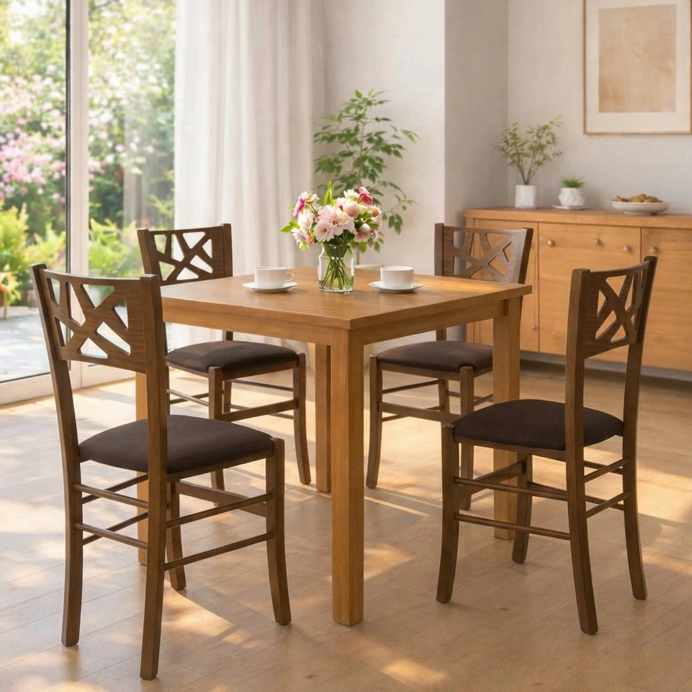 Sedie sala pranzo Sissy in legno noce scuro seduta imbottita marrone set da 2