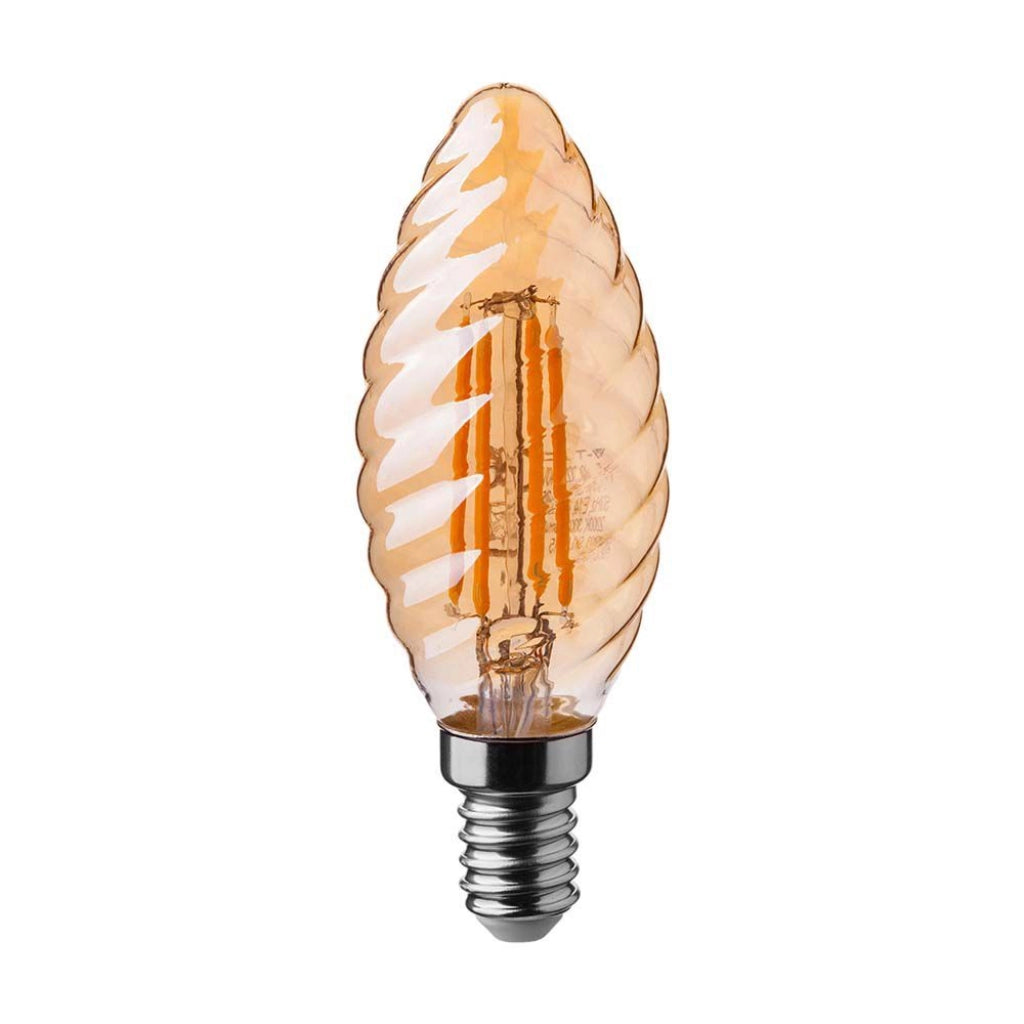 Copertura ambra di bulbo filamento a candela da 4w con torsione 2200k E14