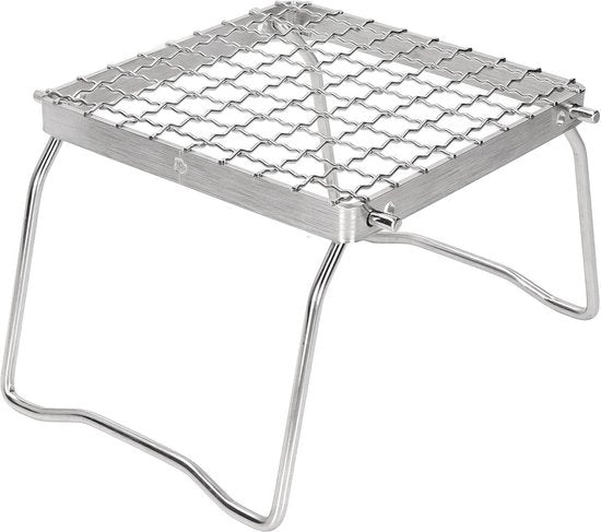 Griglia BBQ Mini Opvougbare in Acciaio Inox - Supporto per Focolare da Campeggio - Stand per Piatto da Camping - Disegno a Reticolo - Picnic Outdoor