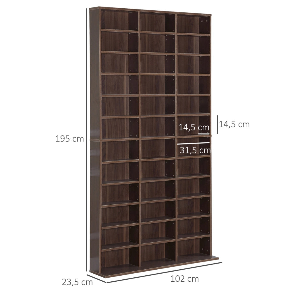 Libreria per CD e DVD con 36 scomparti ¨C zephmum ¨C marrone 102x23.5x195 cm