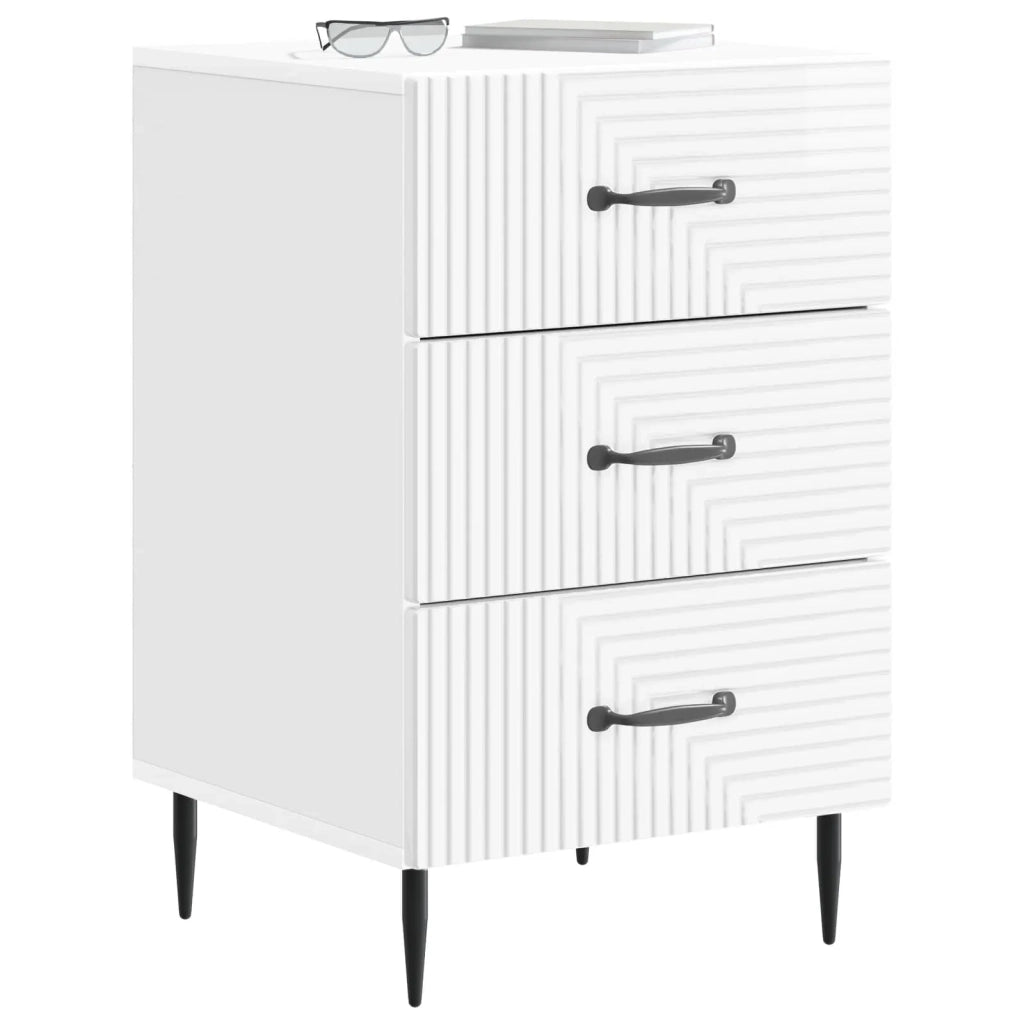 Armadio da Notte con cassetto Bianco Lucido 43 x 41 x 66,5 cm
