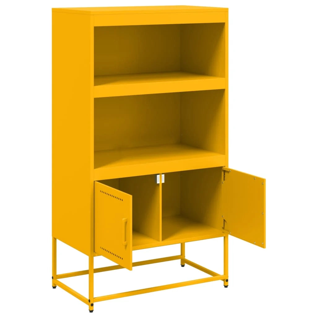 Buffet credenza cassettiera armadio mobile contenitore organizer cucina soggiorno salotto alto giallo senape 68,5 x 38,5 x 123,5 cm acciaio giallo 02_0034733