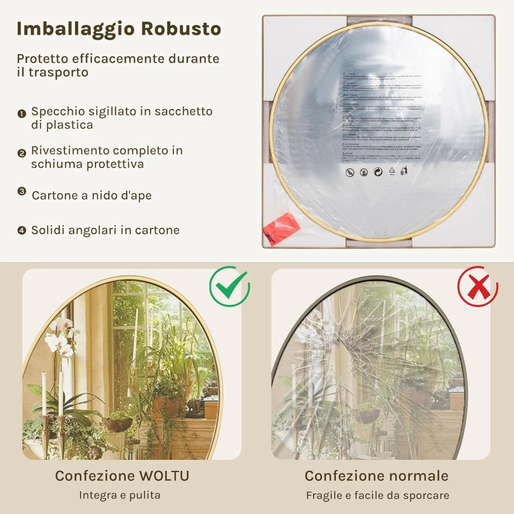 Specchio da Parete, Specchio Trucco,Cornice in Metallo Antiruggine, Decorativo per Bagno con Immagine Nitida, Ideale per Trucco e Arredamento Moderno, Specchio Bagno, Rotondo Nero 71cm