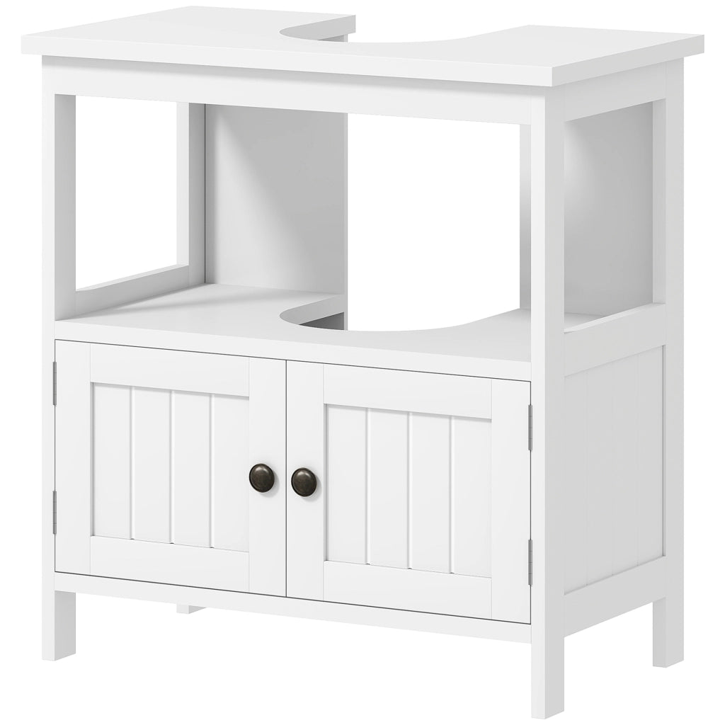 Mobile Sottolavabo con Ripiano e Armadietto ¨C Zephmum ¨C Bianco 60x30x60 cm