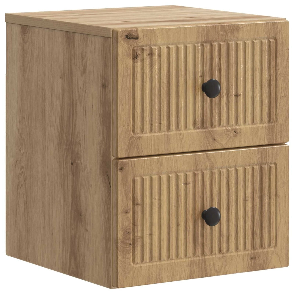 Mobiletto da notte a muro con cassetto 2 pcs Rovere Artigianale 897974