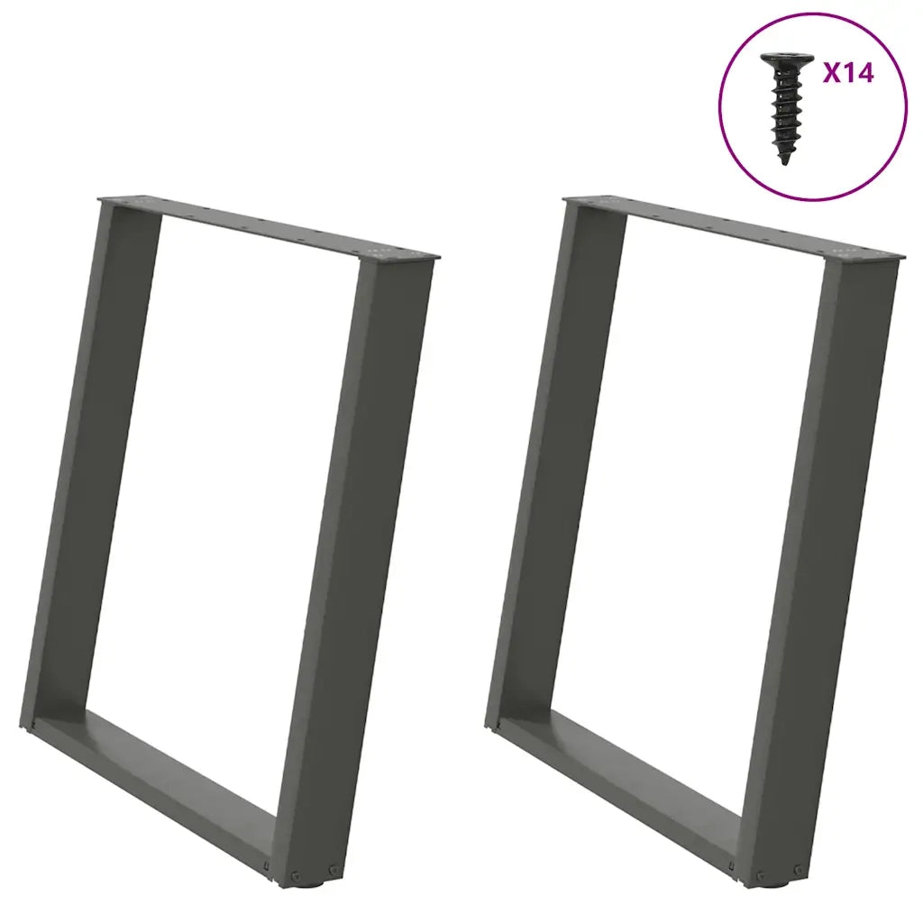 Gambe per tavolo da pranzo a forma di U 2 pz Antracite 70x(72-73) cm Acciaio