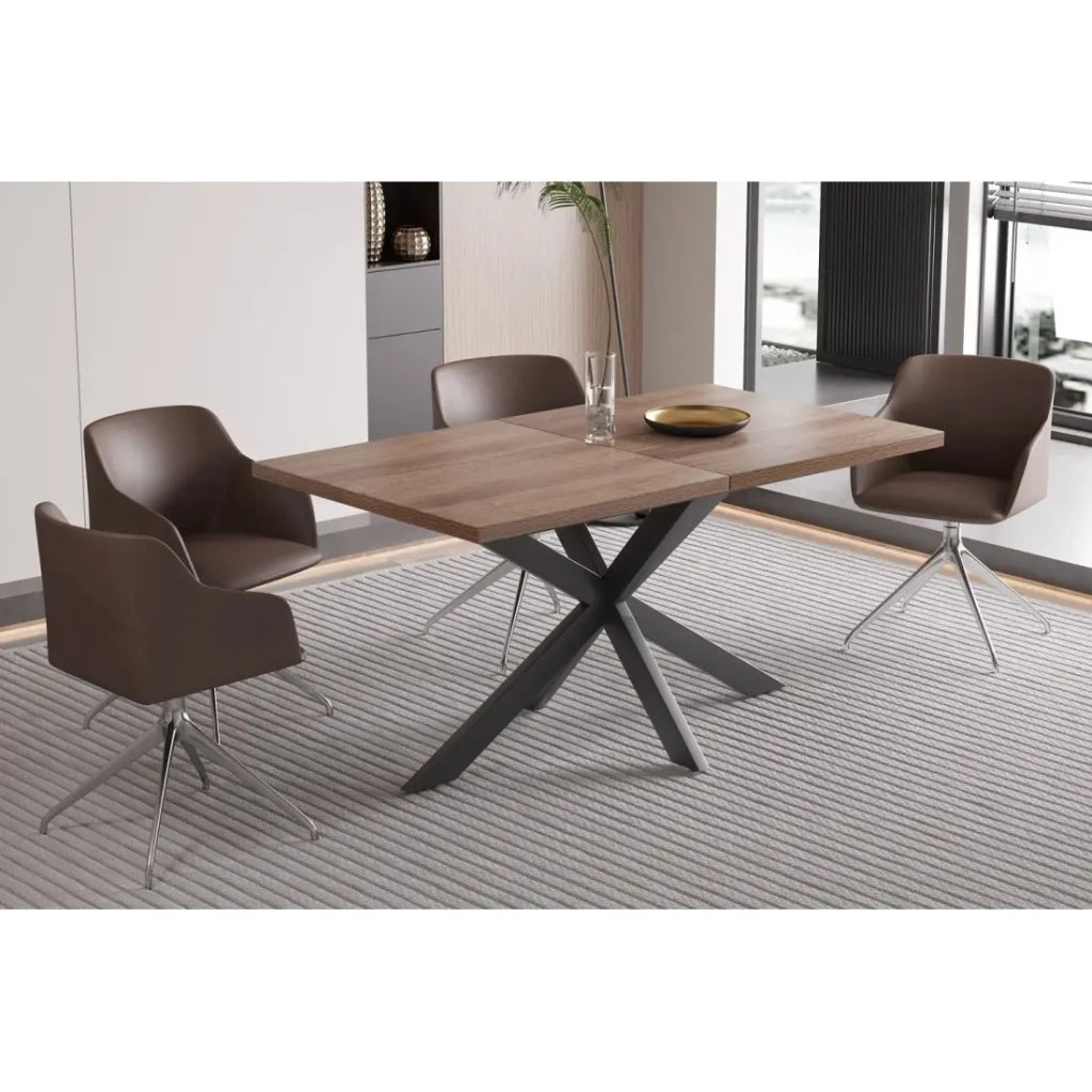 Tavolo estensibile KALVANO – 160 a 200 cm – Rovere scuro – Piano 40 mm – Design contemporaneo