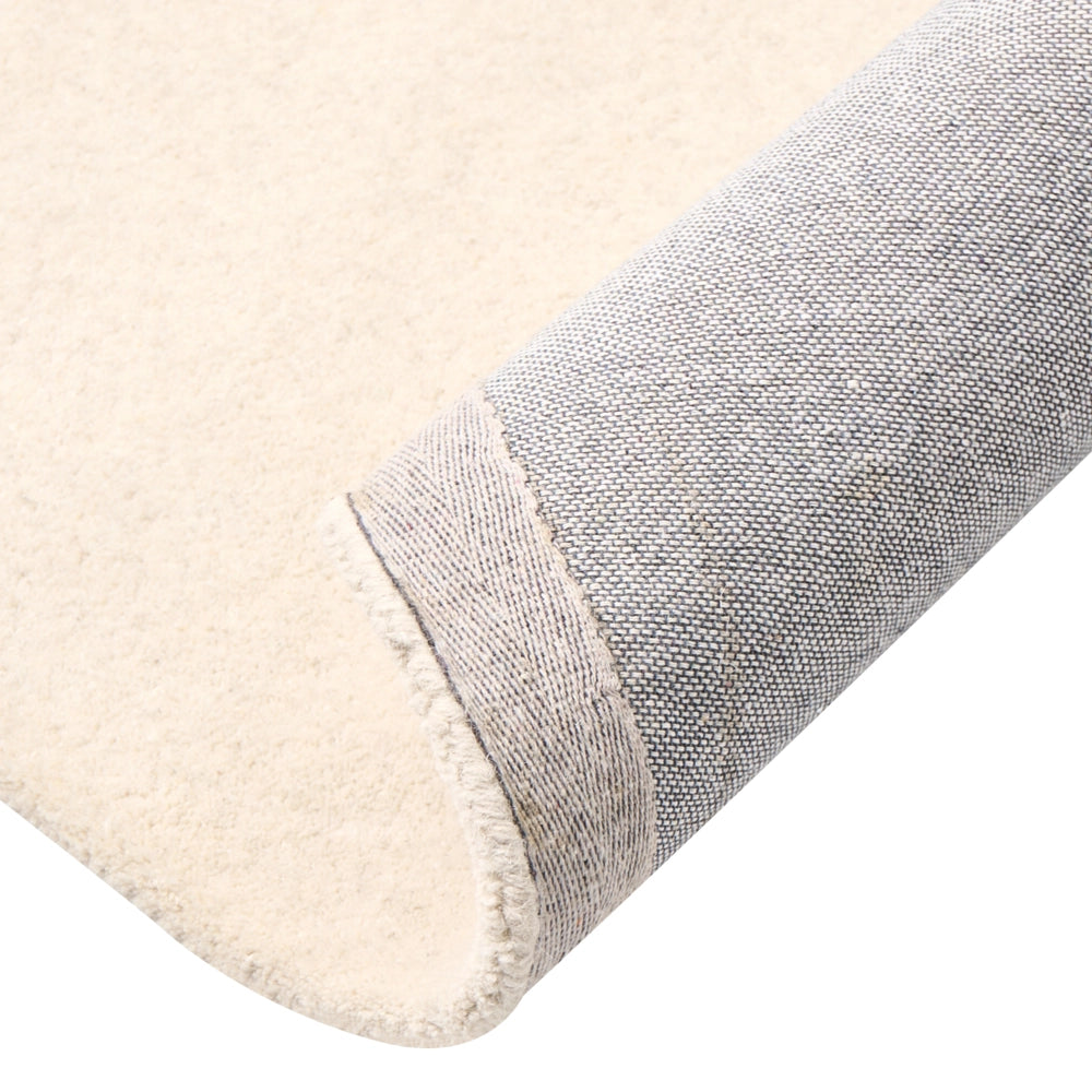 Tappeto in lana bianco sporco 140 cm tuftato a mano rotondo design decorativo