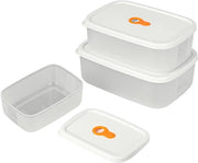Set di contenitori alimentari da 3 - Coperture a tenuta di vuoto - Piatti per microonde riciclabili - Bianco crema - Conservazione degli alimenti - Congelatore.