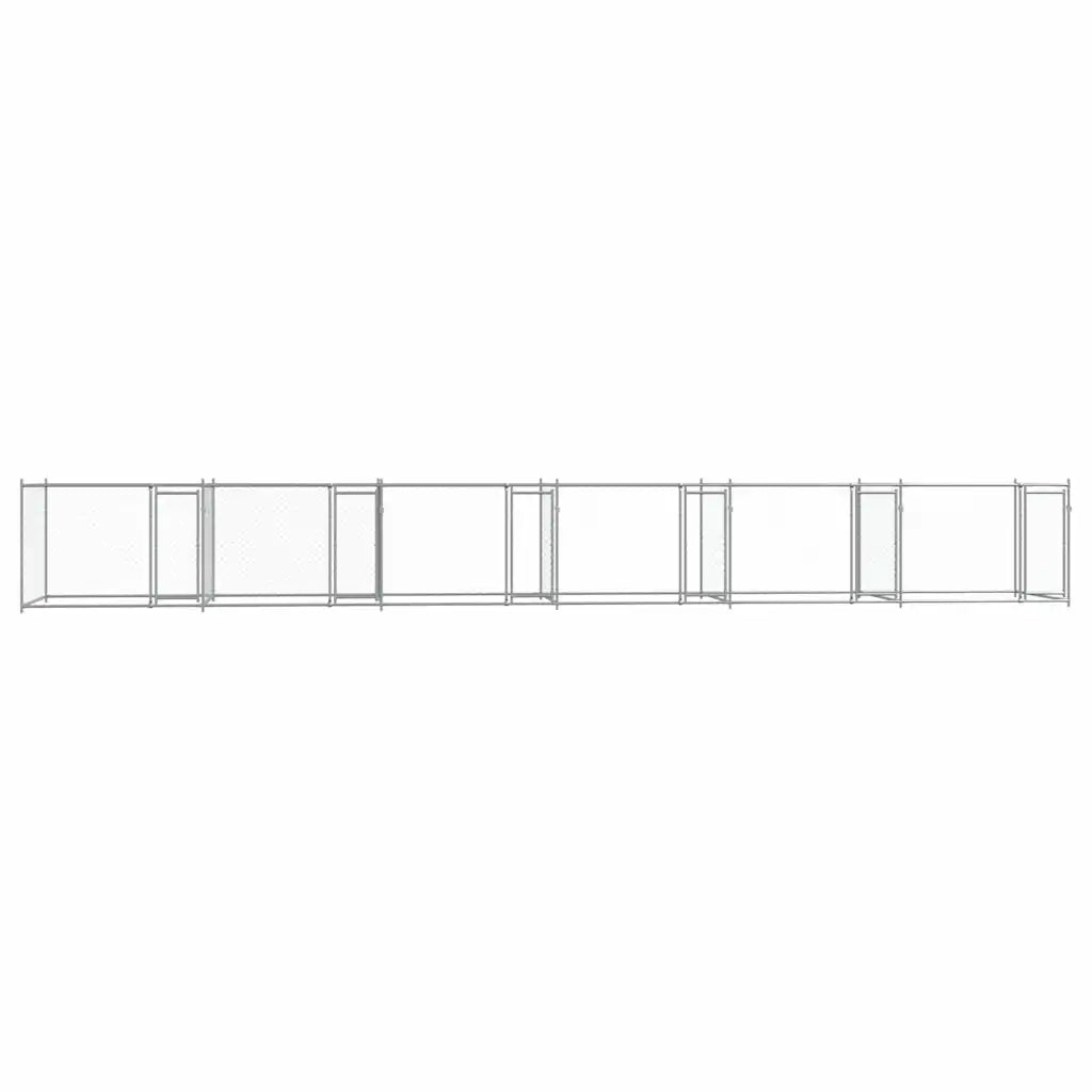 Gabbia per Cani con Porte Grigia 12x2x1,5 m in Acciaio Zincato 3209577