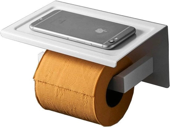 Accessorio da bagno in acciaio inossidabile con scomparto per oggetti e supporto per telefono in stile quadro bianco