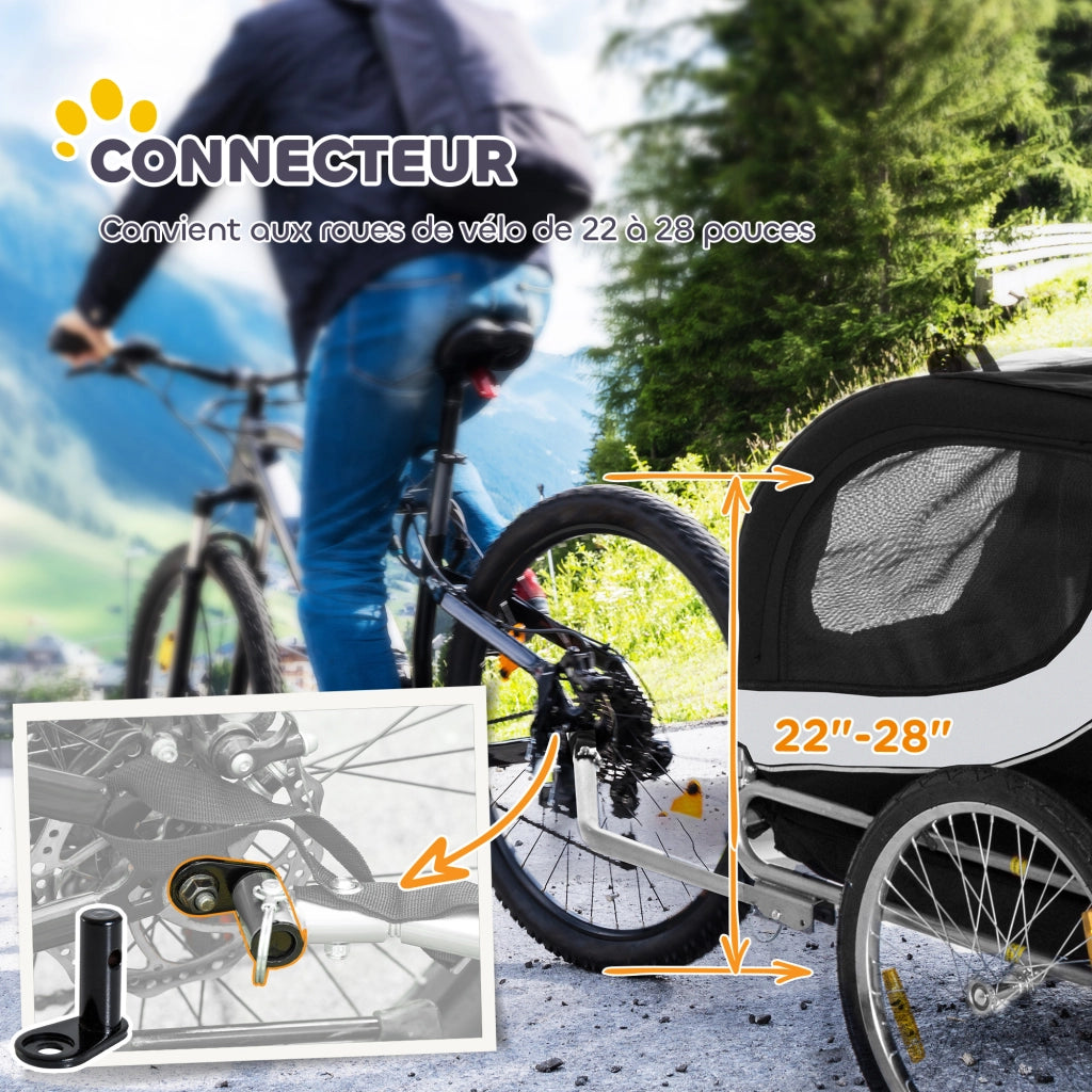 Carrello Trasporto Bicicletta per Cani ¨C Zephmum ¨C Bianco e Nero
