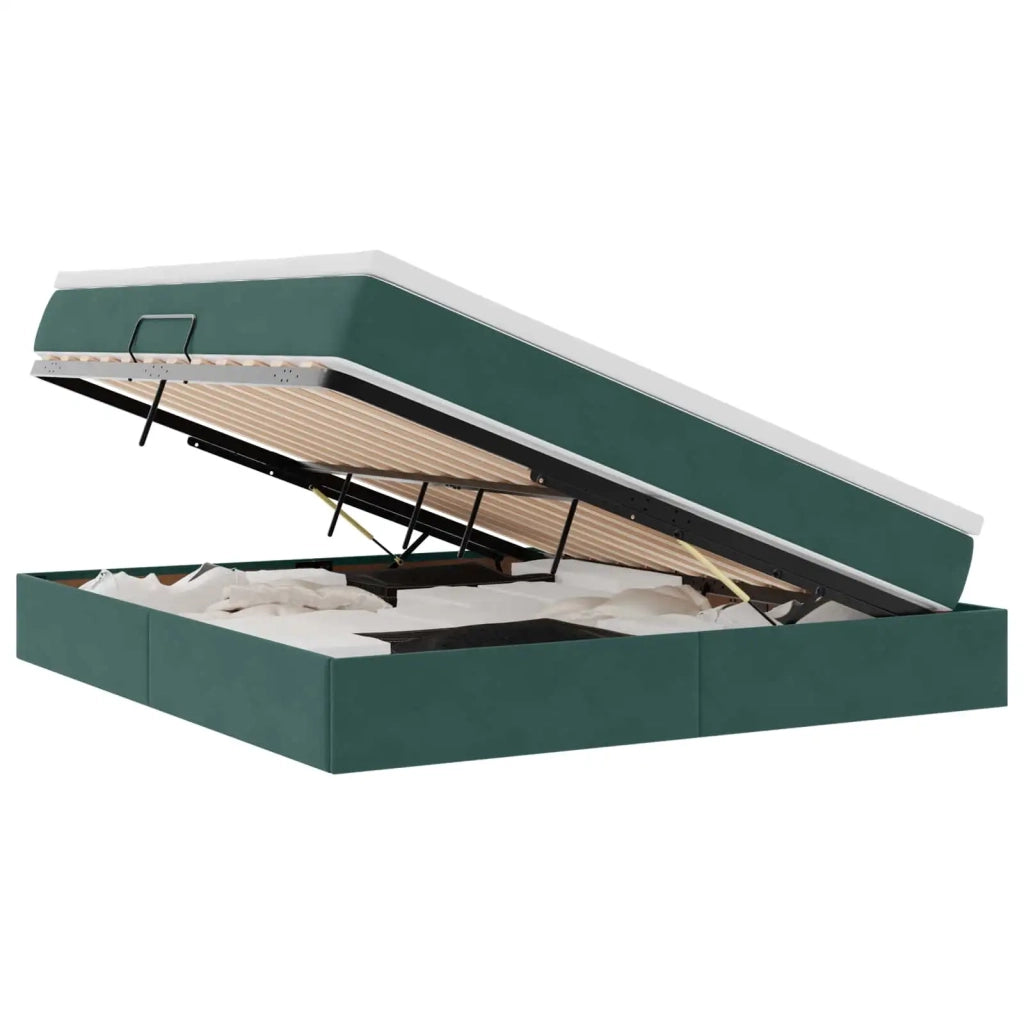Letto con contenitore e materasso Verde Scuro 180 x 200 cm 3370320