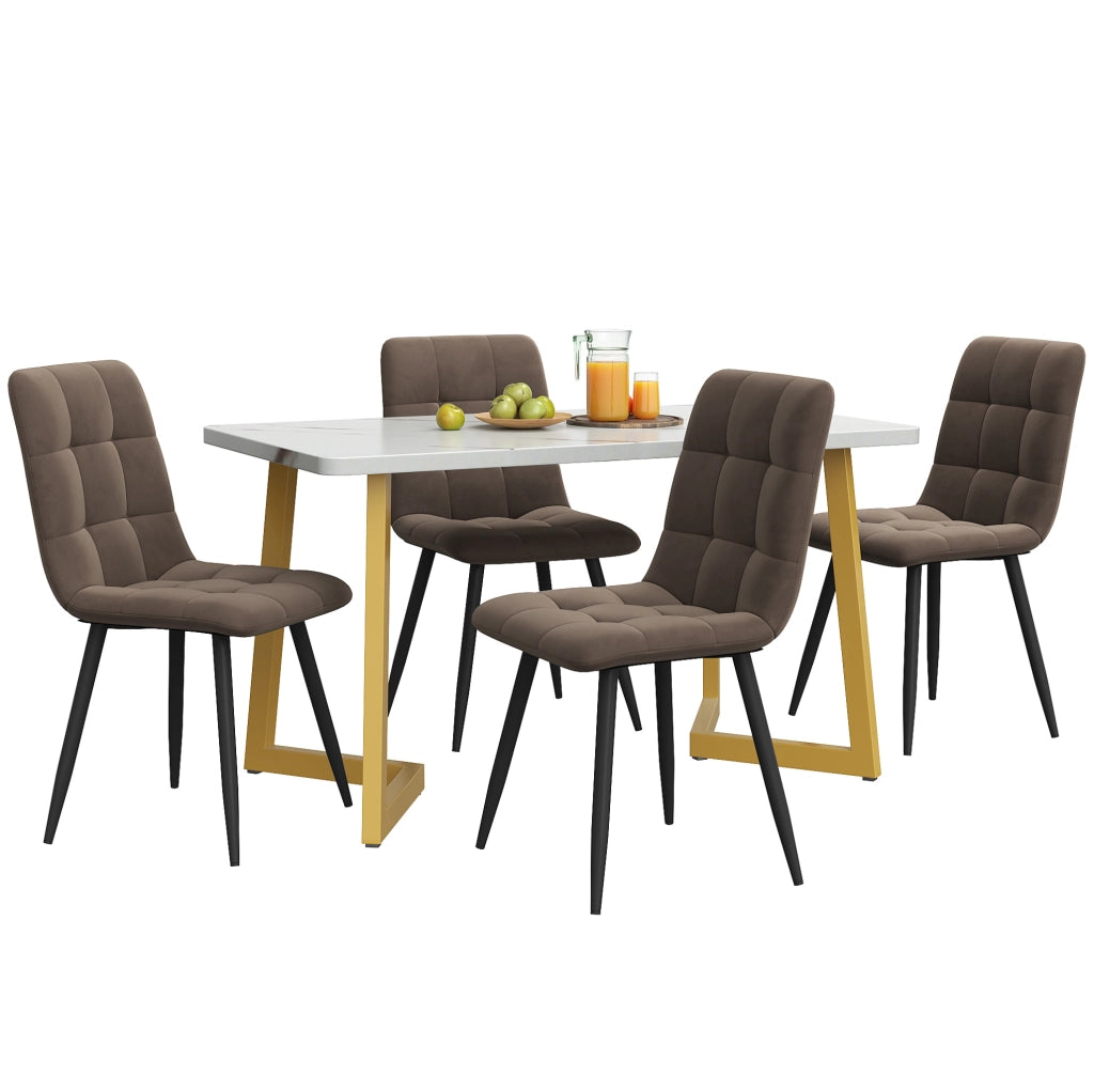 Set tavolo da pranzo con 4 sedie 117x68x75 cm in MDF marrone