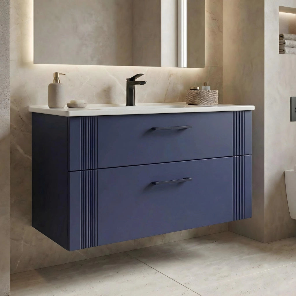 Mobile lavabo "Bari 100 v2" - 100 x 45 x 55 cm - Blu navy opaco