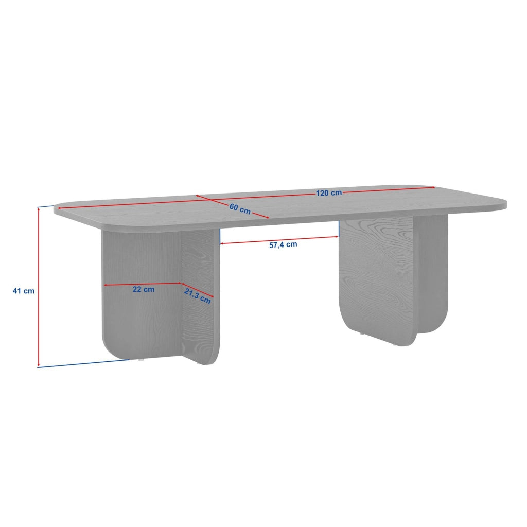 Nomeva, Tavolino da Salotto Forma Rettangolare, 120x60x41h cm Marrone Quercia