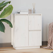 Credenza Bianca 60x34x75 cm in Legno Massello di Pino 813391
