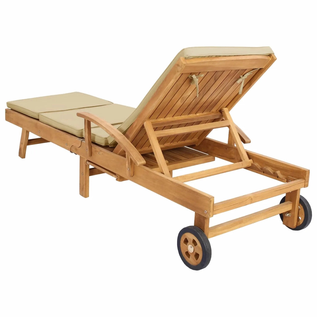 Lettino da sole 100% Poliestere Teak Solido