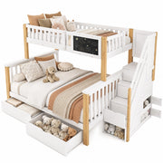 LETTO a castello multifunzionale 90x200+140x200 Bianco e Rovere chiaro