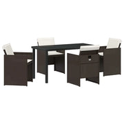 Set da Pranzo per Giardino con cuscino 5 pz | Set Salotto da Giardino Marrone polyrattan
