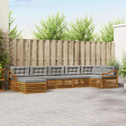 Set di divani da esterno 7 pcs Grigio Naturale e Chiaro