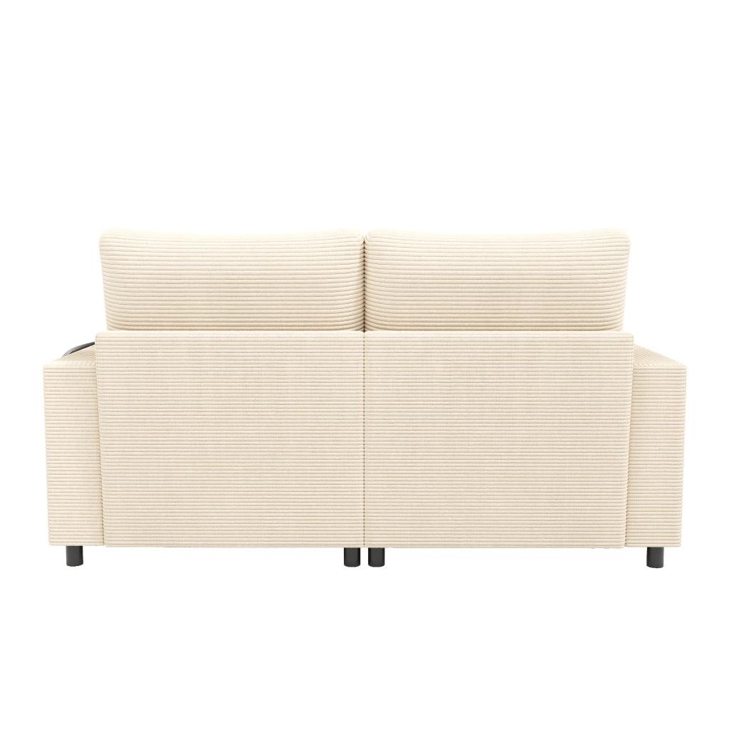 Divano letto a 2 posti - con supporto per telefono; USB e portabicchieri - corda beige