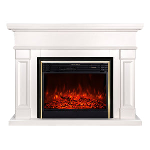 Camino Elettrico da Pavimento 102x136x33 cm Effetto Fiamma 1950W Riga & Richi Panna