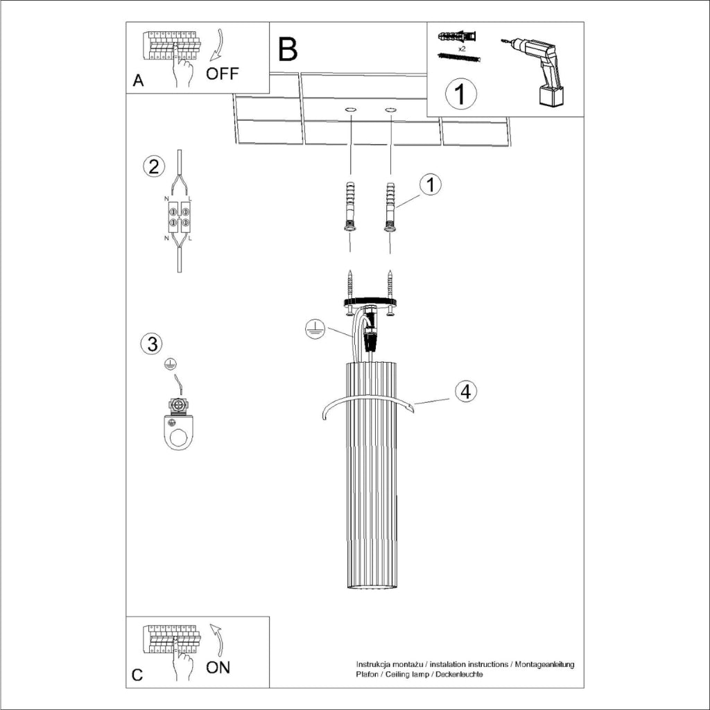 Spot soffitto GRAVIO bianco tubo rigato 40cm 1xGU10