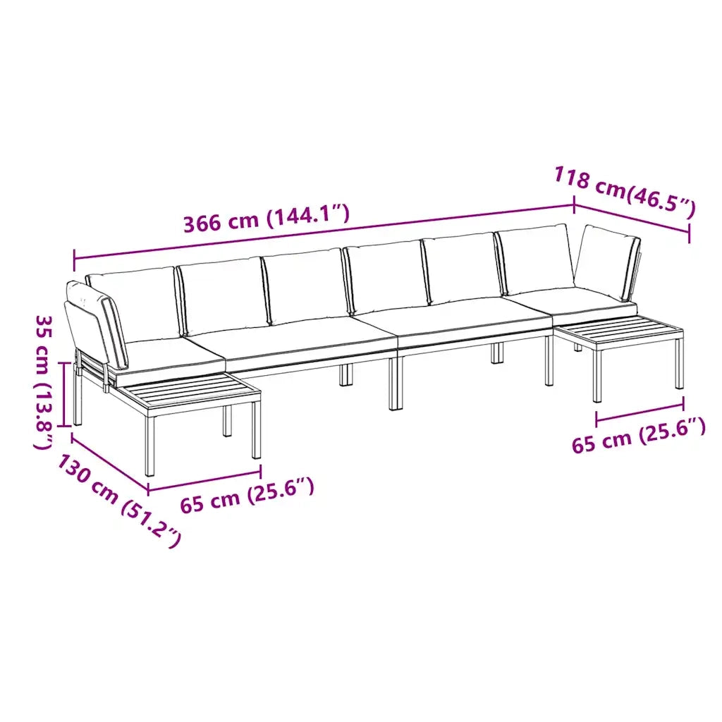 Set Divani da Giardino 4 pz con Cuscini in Alluminio Nero 3283697