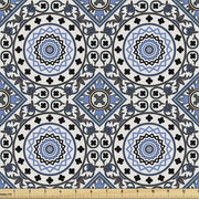 Retrostof per metro, motivi mozaici arabe, tessuto decorativo di alta qualità, 2M (148x200cm), blu