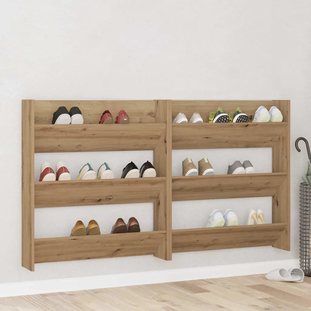 vidaXL Armadi per scarpe da muro Altro 2 pcs rovere artigianale