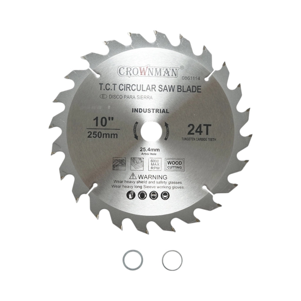 Disco circolare Vidia per legno 250x25,4mm, max. velocità. 6000 giri/min, 24 denti, Crownman industriale