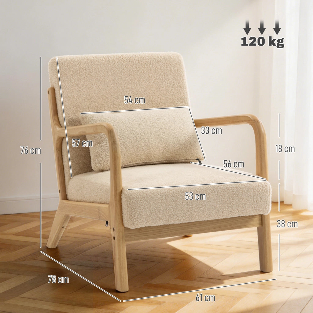 Poltrona relax ¨C zephmum ¨C velluto beige con struttura in legno