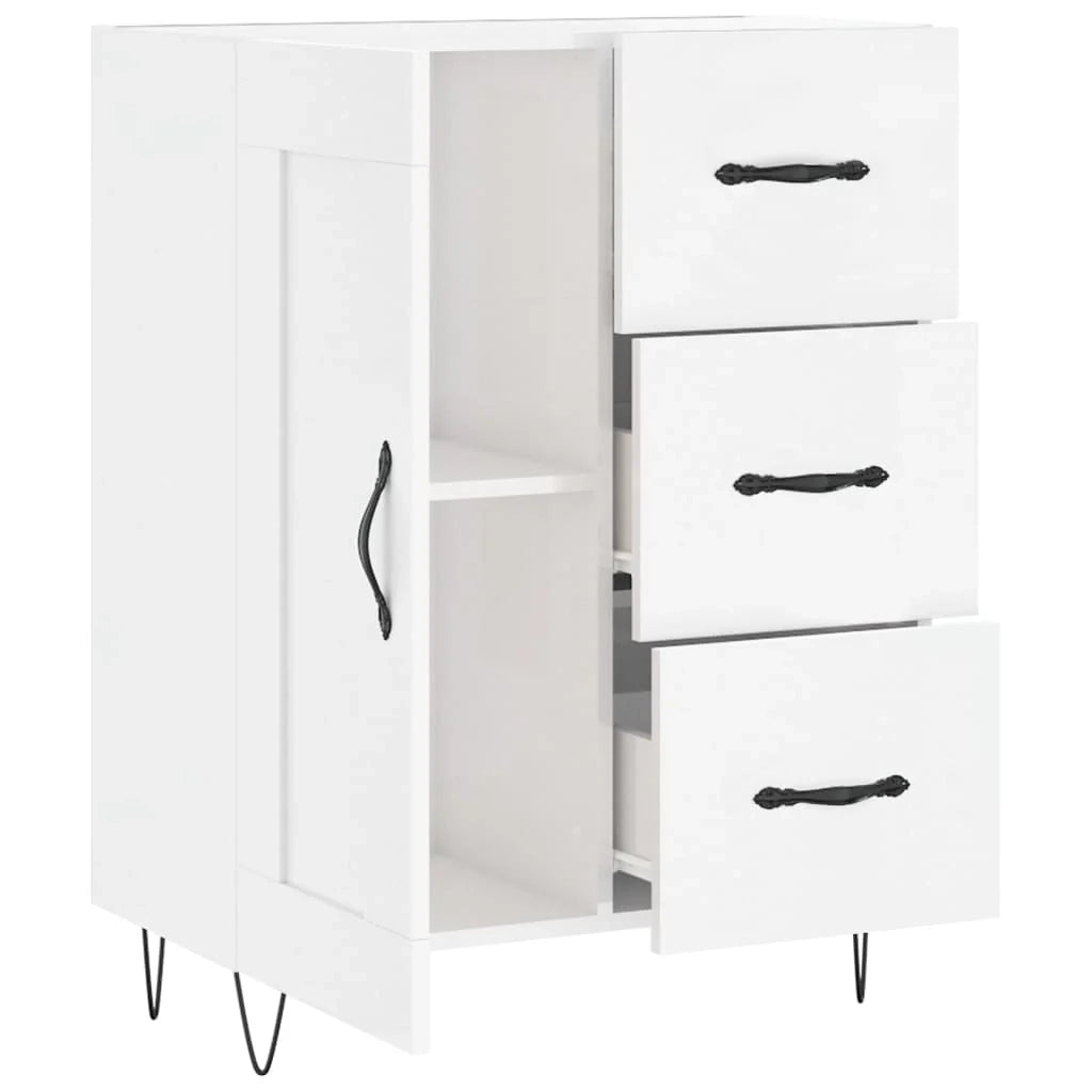 Buffet credenza cassettiera mobiletto mobile contenitore organizer per cucina soggiorno finitura lucida 69,5 x 34 x 90 cm legno ingegnerizzato bianco 02_0030693