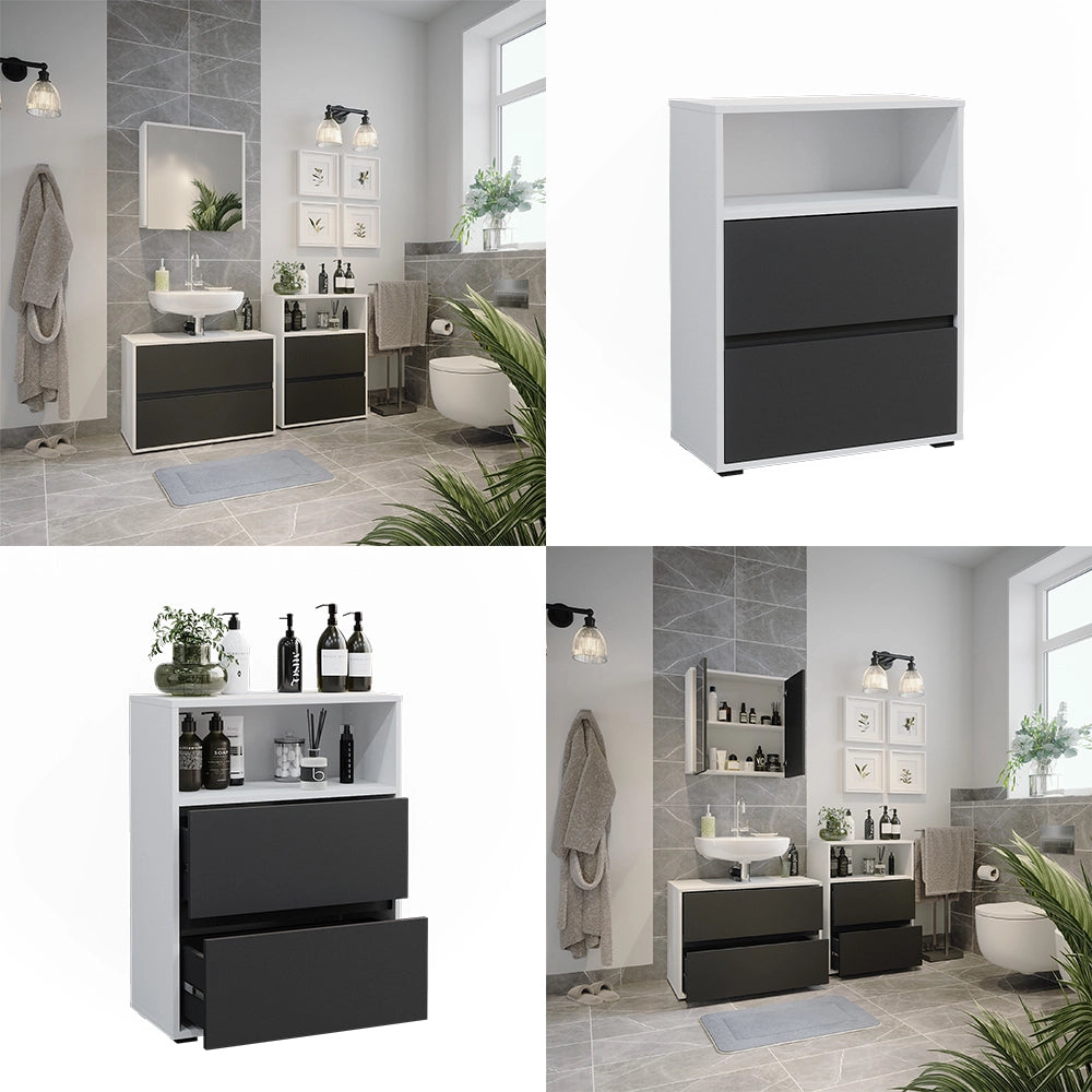 Vicco Mobile da bagno Bianco 60.2 x 78 cm con due ampi cassetti